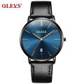 Reloj para hombre, marca de lujo, OLEVS 5869, reloj de pulsera de cuarzo, reserva de energía, función resistente al agua, reloj cronógrafo de cuero genuino